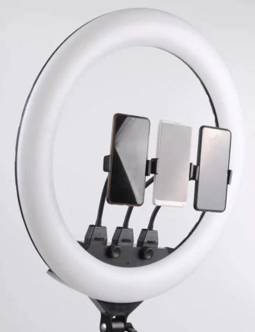 Кольцевая LED лампа SLP-G63 с 3 креплениями и пультом 220 V (55см)