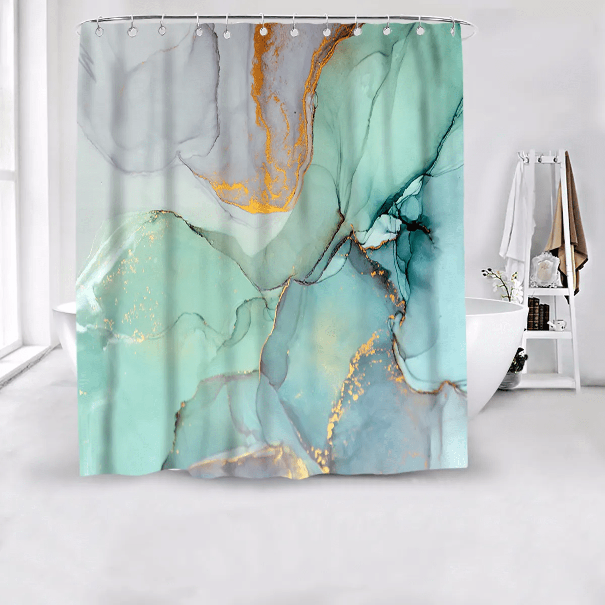 Набор ковриков и шторка для ванной комнаты Бирюзовый (2387695942) - фото 5