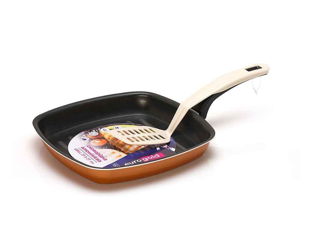 Сковорода EURO GOLD гриль 270 мм с лопаткой Smart Copper (854046)