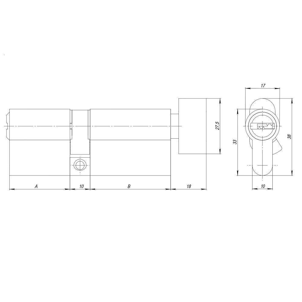 Цилиндровый механизм Ajax AZ202/70 30+10+30 CP Хром - фото 2