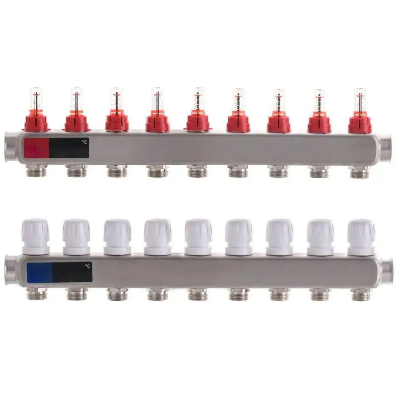 Коллектор Standard на 9 выходов в сборе для теплого пола 1"-3/4"