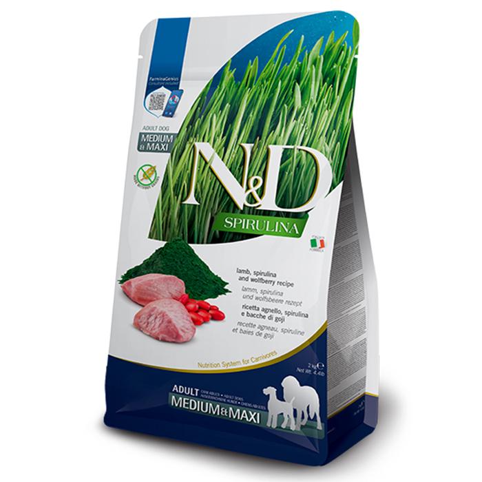 Корм сухой Farmina N&D Spirulina Lamb Adult Medium&Maxi для собак средних и крупных пород с ягненком и ягодами годжи 2 кг (177876)