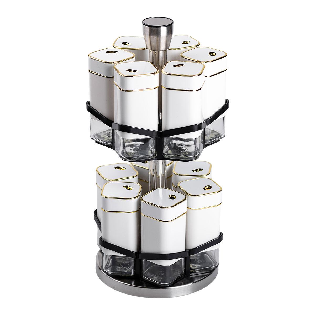 Набір для спецій на підставці HP-1315 12 шт. 120 мл карусель для спецій Білий (A-033683) - фото 4