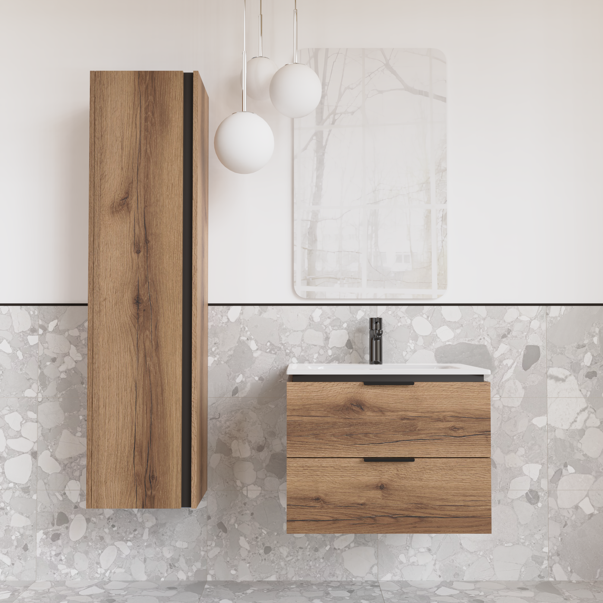 Тумба підвісна з раковиною MVK Vostok Icon 55 В2 550х450х530 мм Дуб темний (p255ko) - фото 4 Тумба підвісна з раковиною MVK Vostok Icon 55 В2 550х450х530 мм Дуб темний (p255ko) - фото 4