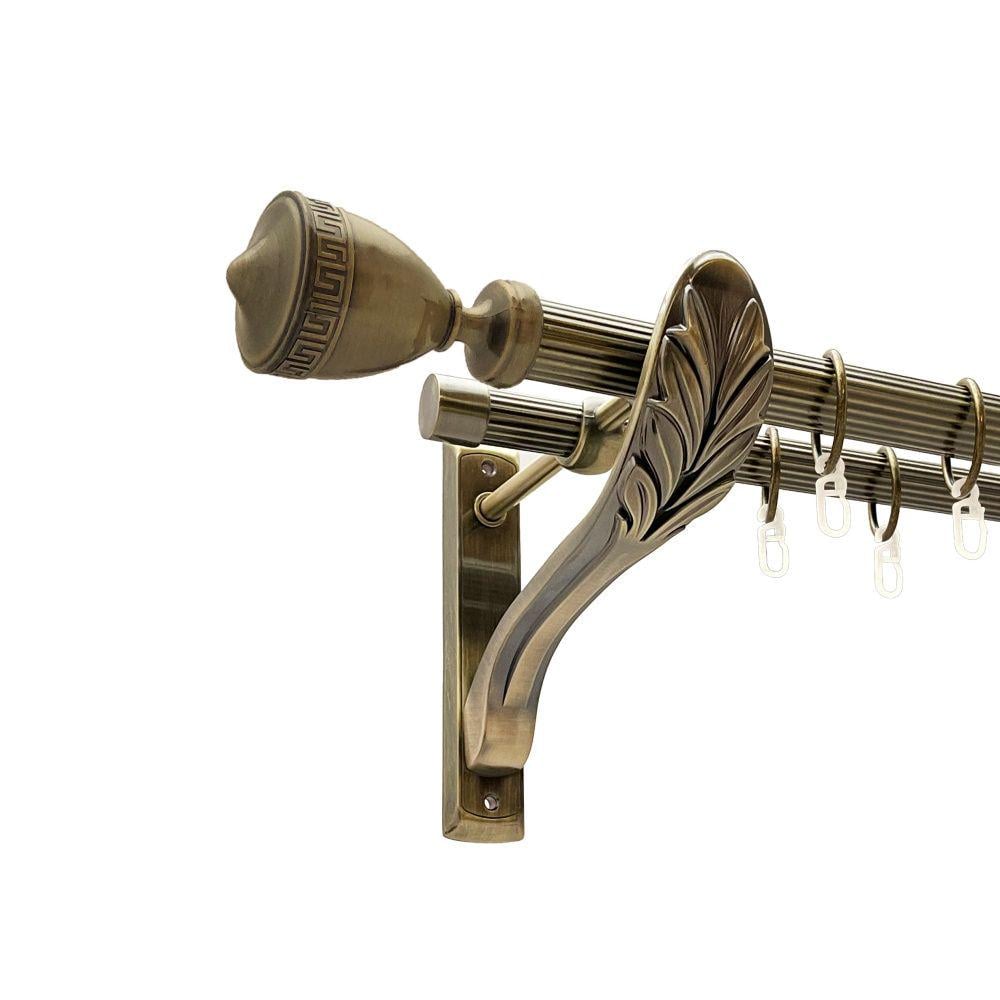 Карниз Orvit Афіна металевий дворядний ретро рифлена труба кільце металеве 25/19 мм 240 см Антик (00-00018378)