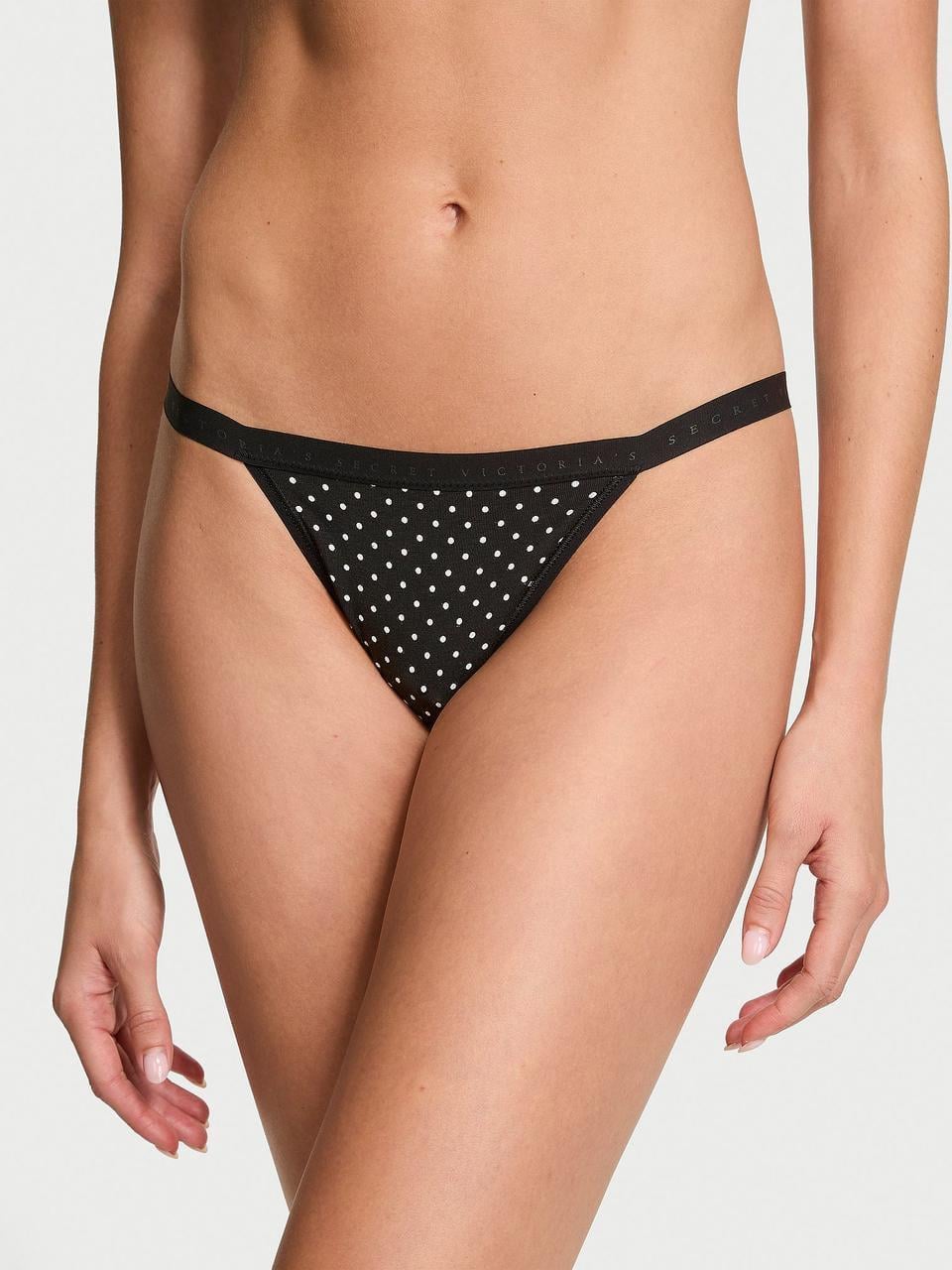 Трусики женские Victoria's Secret Stretch Cotton String Bikini M Черный (2349192845)