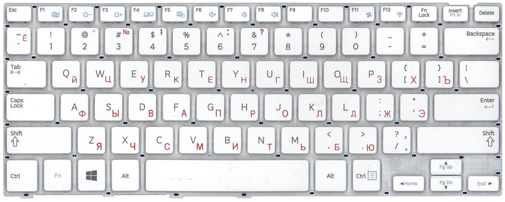 Клавиатура для ноутбука Samsung NP915S3 White
