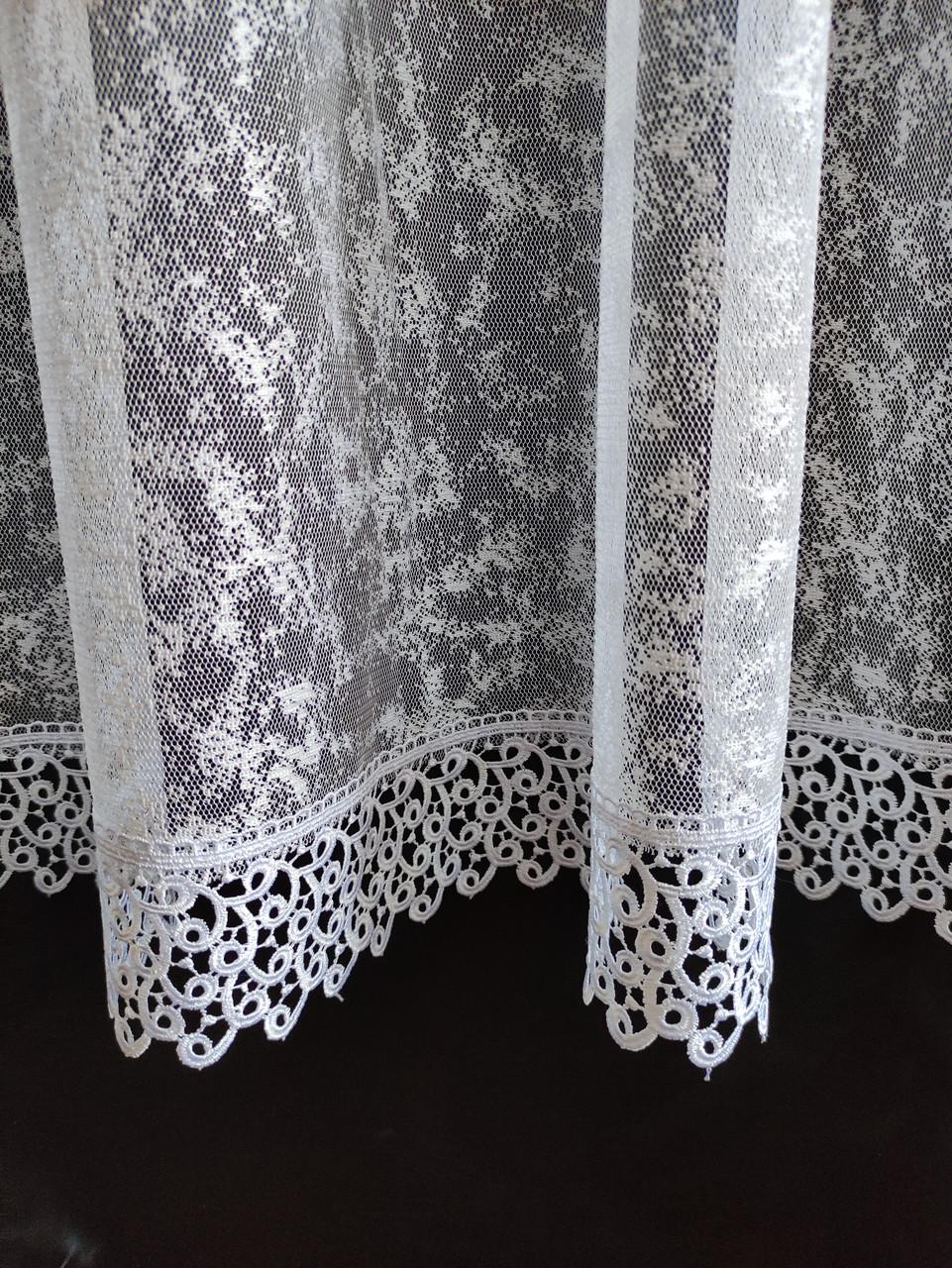 Тюль жаккард с кружевом 300х175 см Белый (мр-01) - фото 2