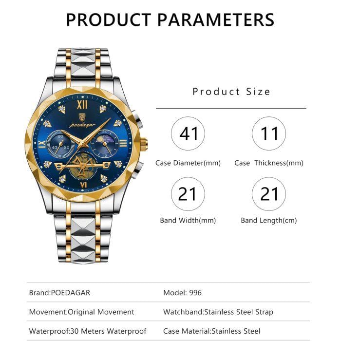 Годинник наручний чоловічий Poedagar Turbo Silver (1680) - фото 11