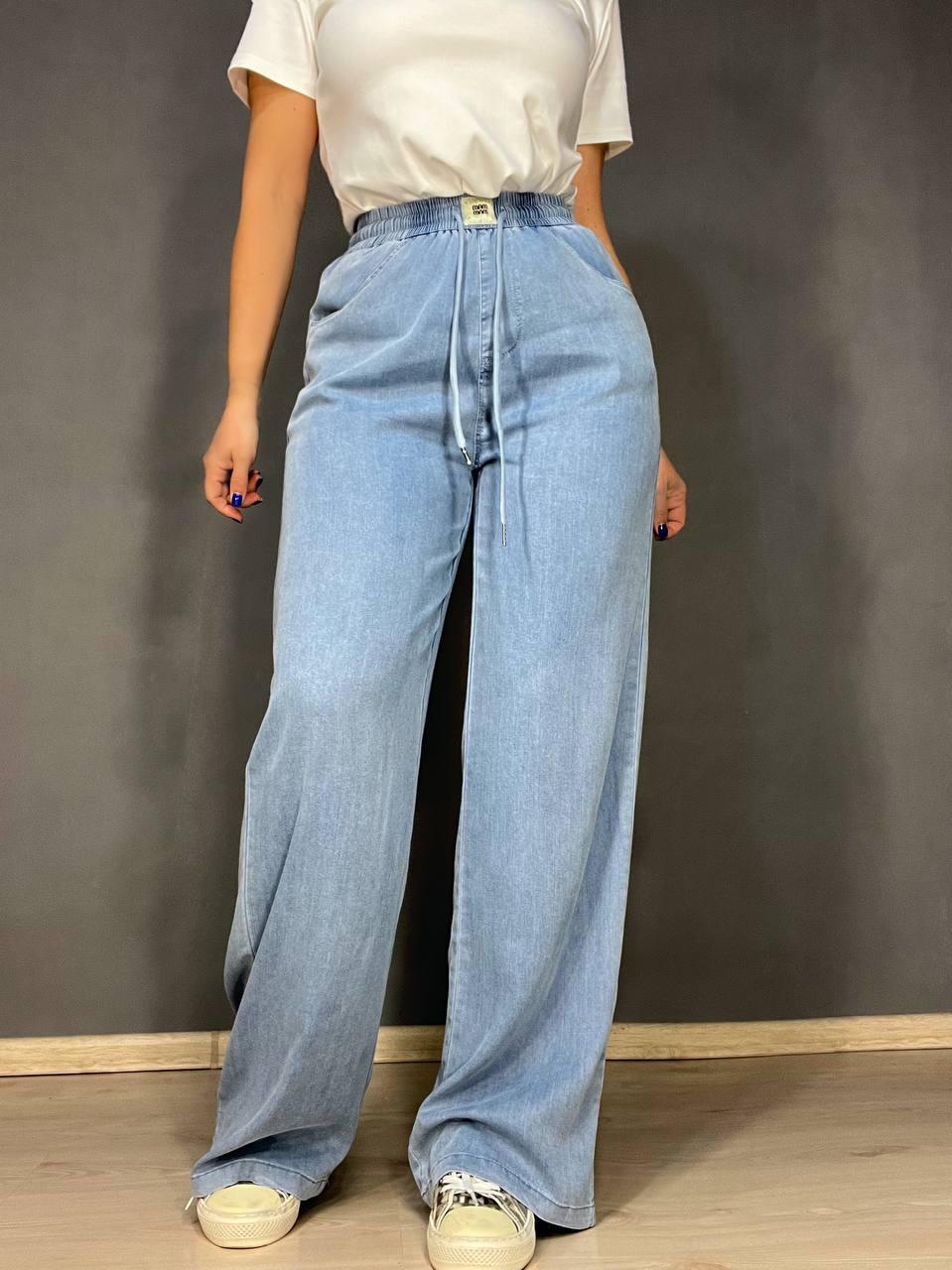 Джинсы женские Immet 5606-2 палаццо талия на резинке тенсель р. 33 Голубой (26675071) - фото 6 Джинсы женские Immet 5606-2 палаццо талия на резинке тенсель р. 33 Голубой (26675071) - фото 6