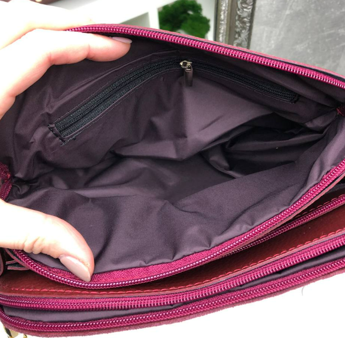 Клатч кросс-боди женский через плечо с широким ремнем Бордовый (2332046614) - фото 8