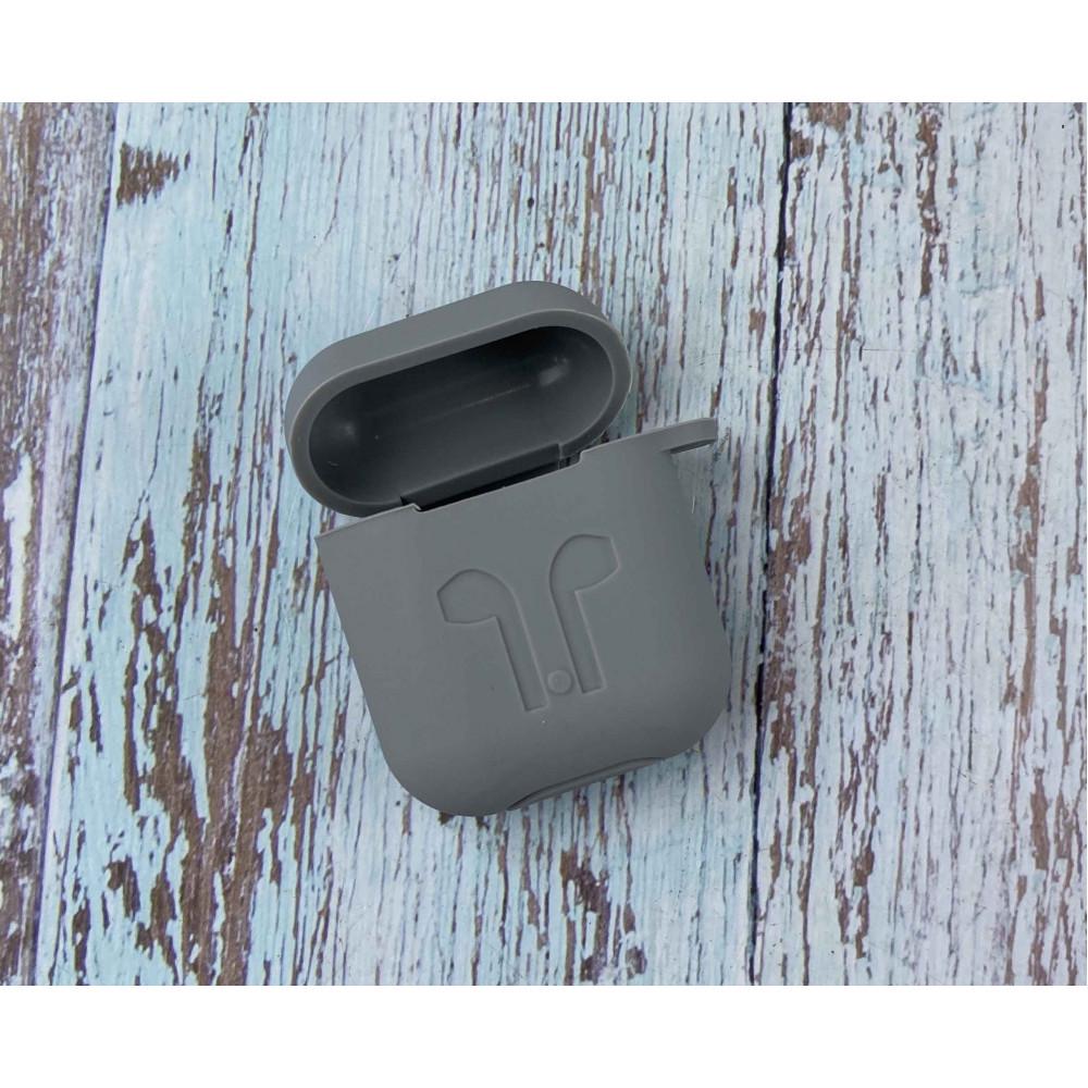 Силиконовый чехол с карабином для наушников AirPods 2 Серый