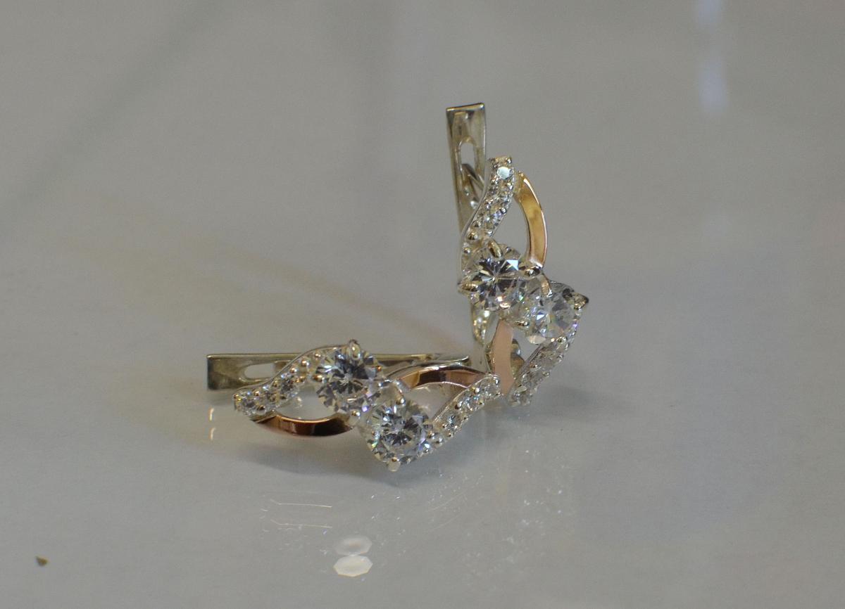 Сережки срібні 076с Білий