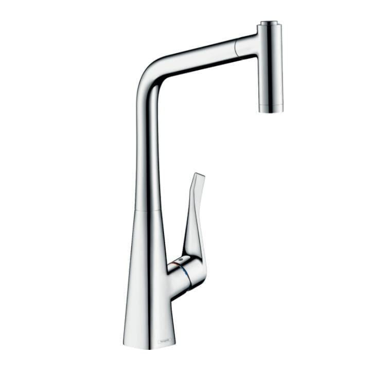 Кухонный смеситель для мойки Hansgrohe Metris M71 320 2jet sBox с вытяжным душем латунь Хром (73801000)