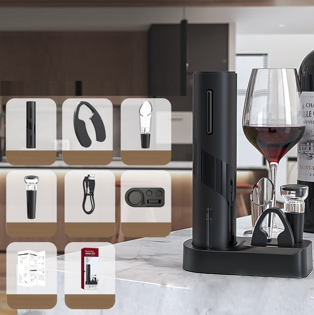 Электрический аккумуляторный штопор для винных бутылок в наборе Electric Wine Set 5-в-1 (00374) - фото 8 Электрический аккумуляторный штопор для винных бутылок в наборе Electric Wine Set 5-в-1 (00374) - фото 8