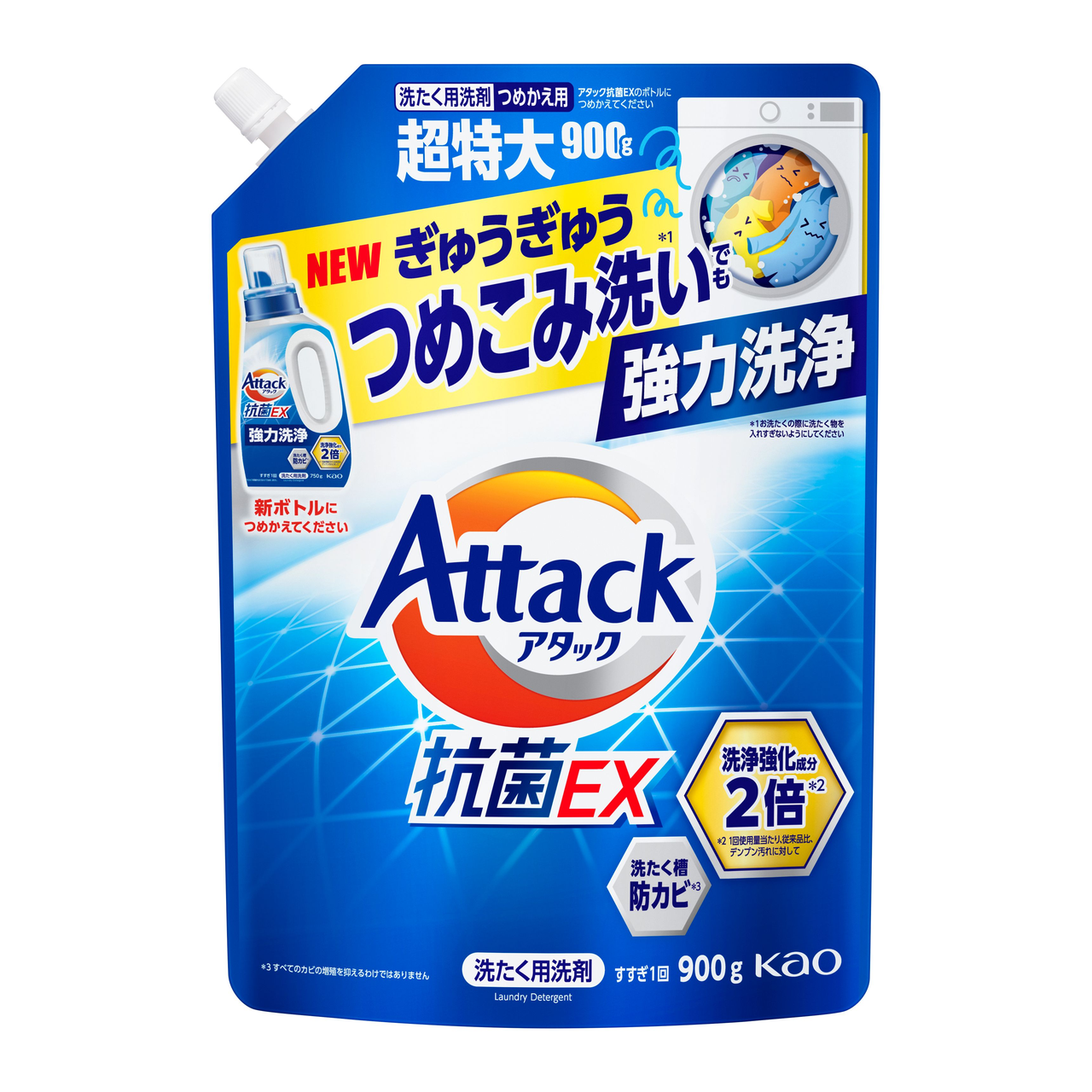 Стиральное средство жидкое Kao Attack 3Х тройная сила 900 г (434272)