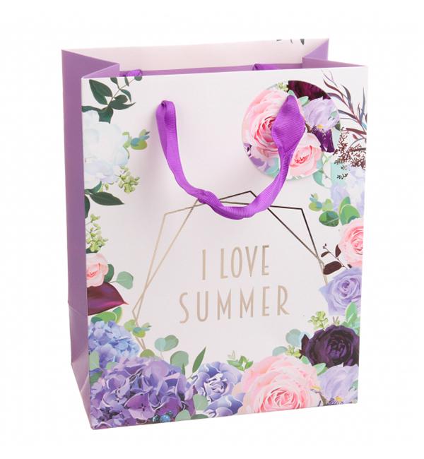 Подарунковий пакет Love Summer ламінований картон 18x10x23 см