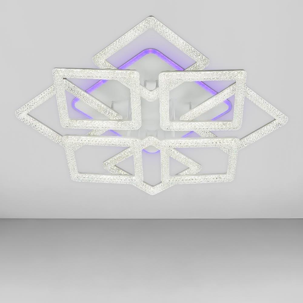 Люстра потолочная светодиодная Light House SC-19138/4/4C WH/PK/BU/PL 2,4 G 256W/34W 800х800х160 мм Белый