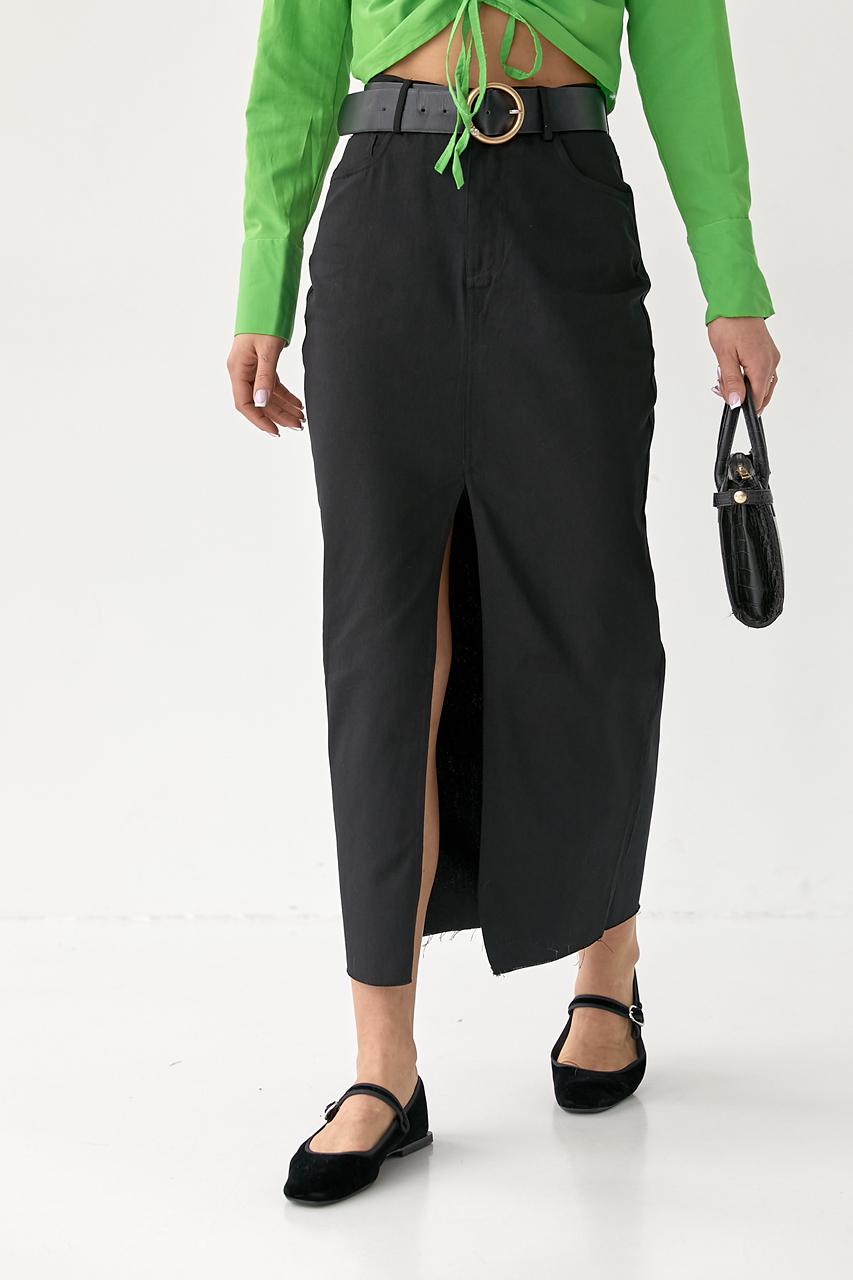 Юбка-миди с разрезом M Черный (10219971)