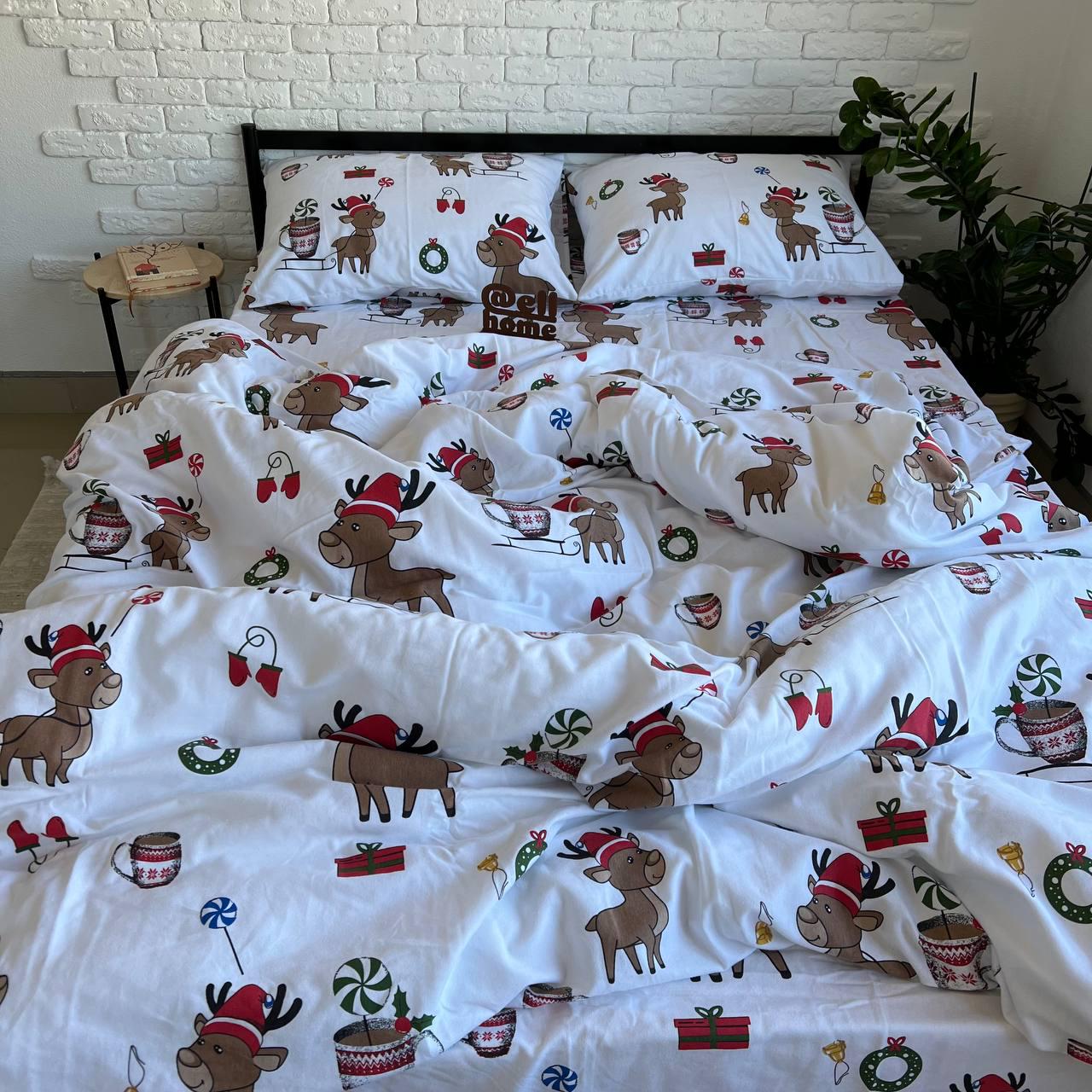 Комплект постельного белья Ell Home Гостинцы фланель на резинке евро наволочки 50x70 см/70x70 см Белый (29337837) - фото 4