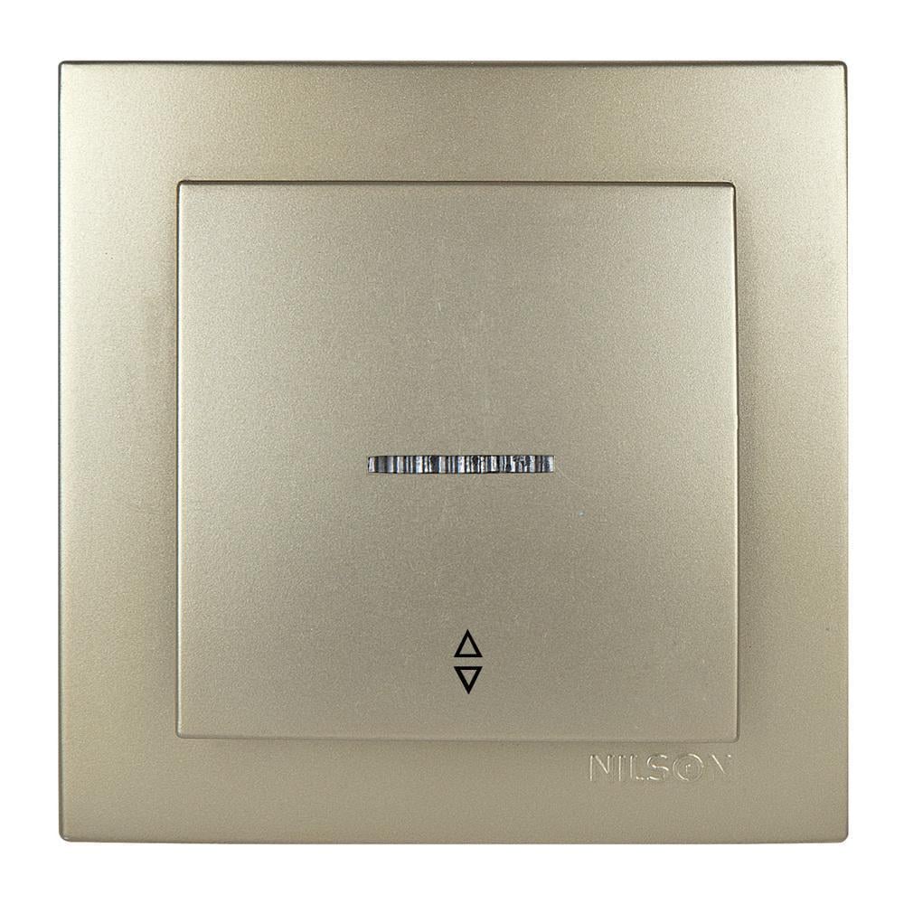 Вимикач одноклавішний Nilson Touran прохідний з підсвіткою Золотий (24151008)
