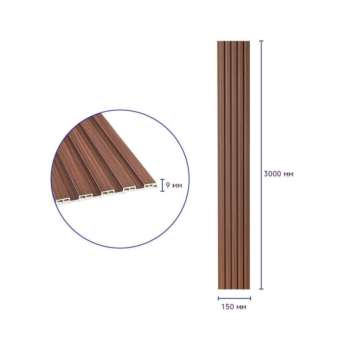 Рельс декоративный WPC стеновой 3000х150х9 мм Капучино (SW-00001868) - фото 3 Рельс декоративный WPC стеновой 3000х150х9 мм Капучино (SW-00001868) - фото 3