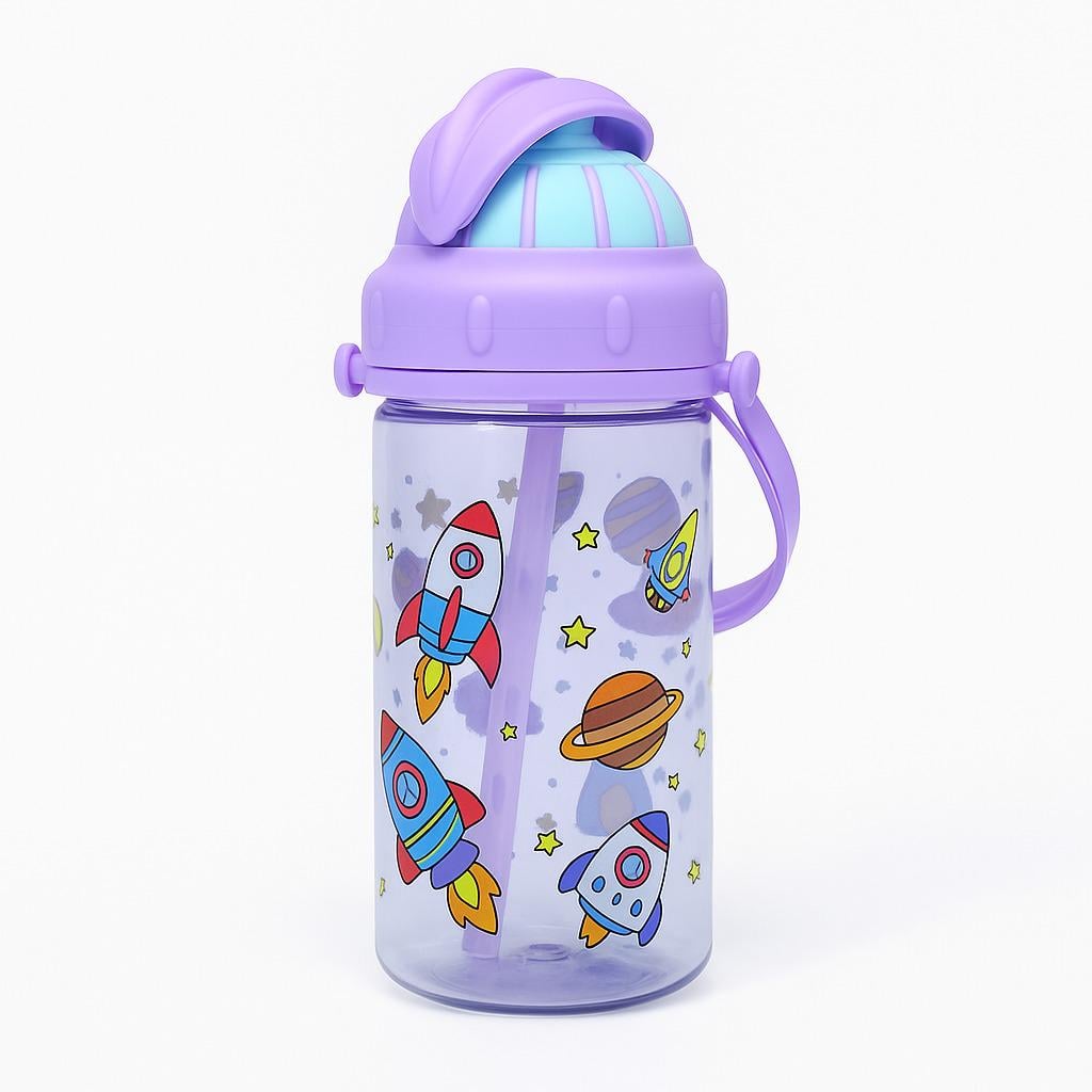 Бутылка-поилка детская с трубочкой / ремешком 430 мл (R99865)