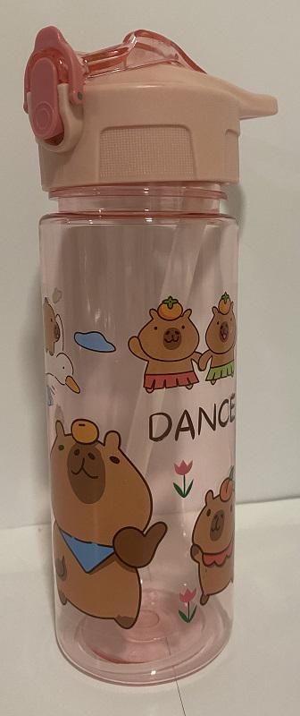 Бутылка детская для воды с трубочкой Капибара Dance Dance 500 мл Розовый (7659)