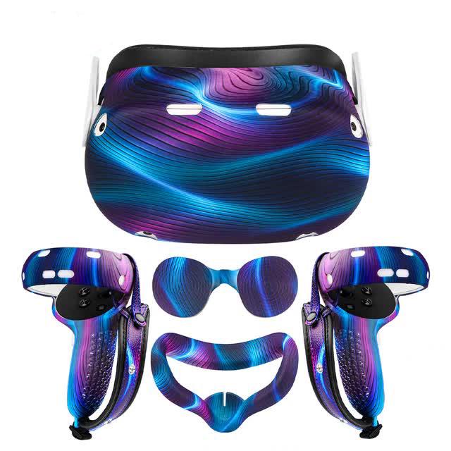 Набор защиты для Oculus Quest 2 дизайнерский силиконовый Blue Violet (ACS-DSNZFQ2blvlt)
