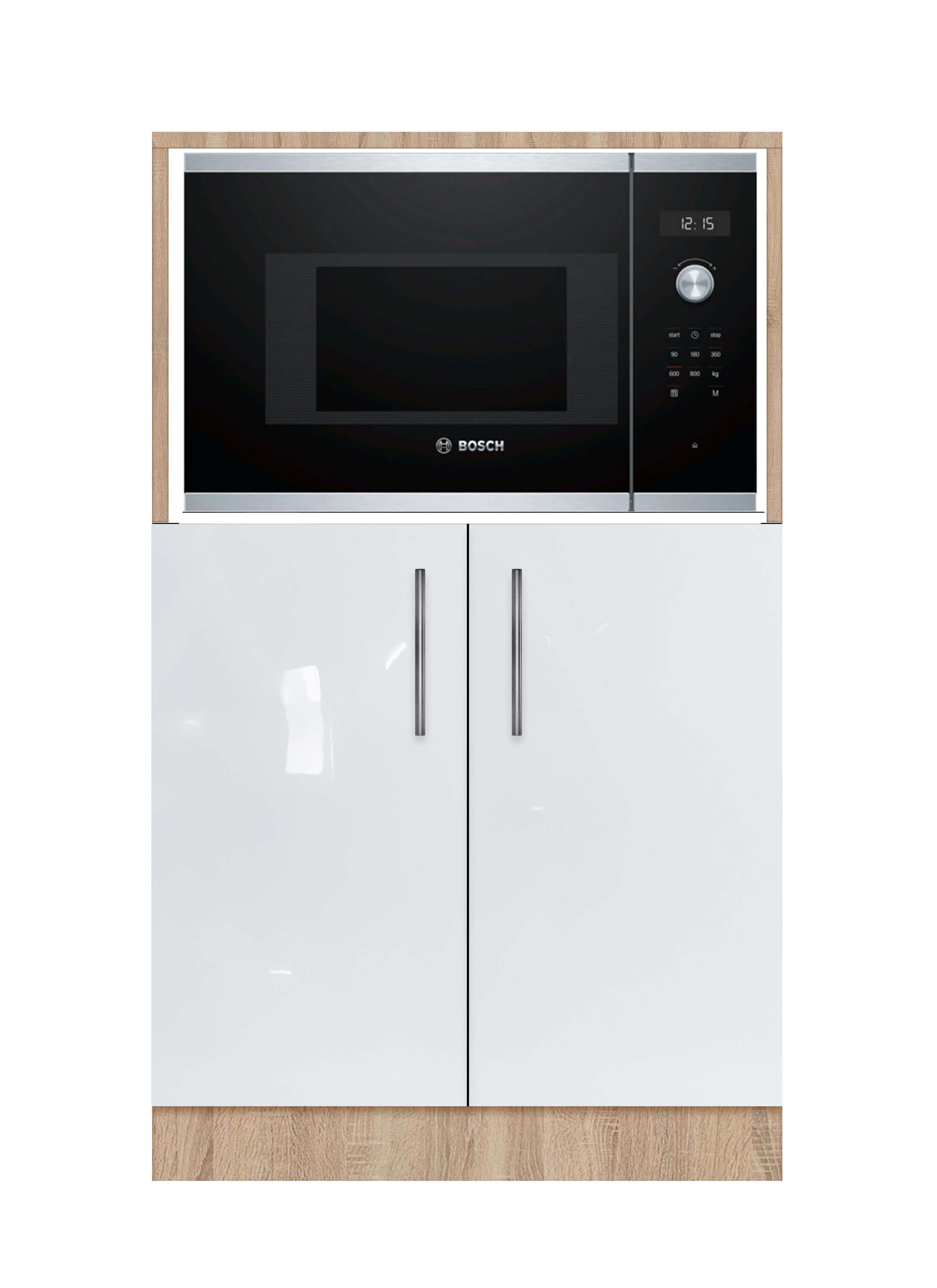 Тумба МАКСИ-МЕбель двухдверная без ящиков с отделом под МВ печь без столешницы с крашеными МДФ фасадами 600 Дуб сонома/Белый (5102268) - фото 6 Тумба МАКСИ-МЕбель двухдверная без ящиков с отделом под МВ печь без столешницы с крашеными МДФ фасадами 600 Дуб сонома/Белый (5102268) - фото 6