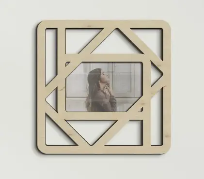 Рамка для фото геометрична дерев'яна Натуральний (boho_rectangles_modern) - фото 2