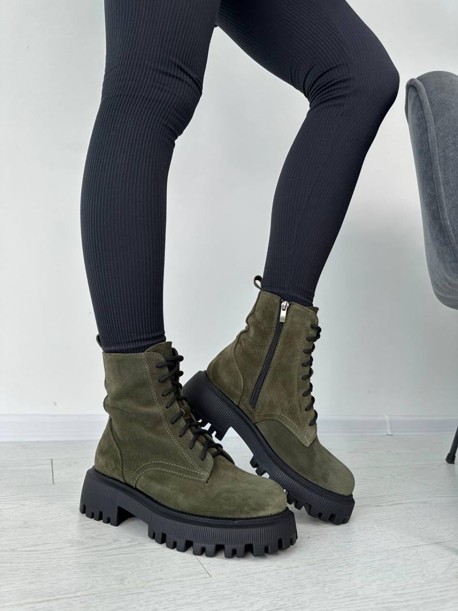 Ботинки женские замшевые демисезонные р. 36 Хаки (6205д/36)