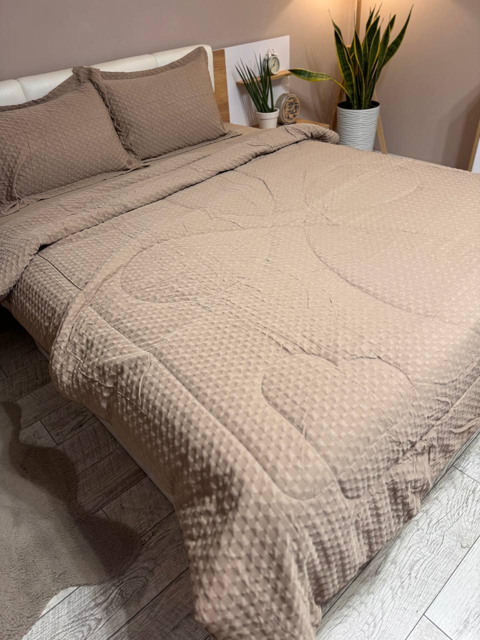 Постільна білизна з ковдрою сатин євро 200х230 см наволочки 50х70 см 2 шт. Капучино (Д-Al-sat-kovdra-001-03) - фото 5 Постільна білизна з ковдрою сатин євро 200х230 см наволочки 50х70 см 2 шт. Капучино (Д-Al-sat-kovdra-001-03) - фото 5