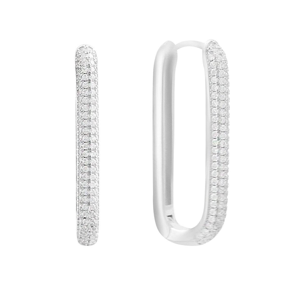 Серьги серебряные LoveR в удлиненной овальной форме с фианитами Серьги серебряные LoveR в удлиненной овальной форме с фианитами