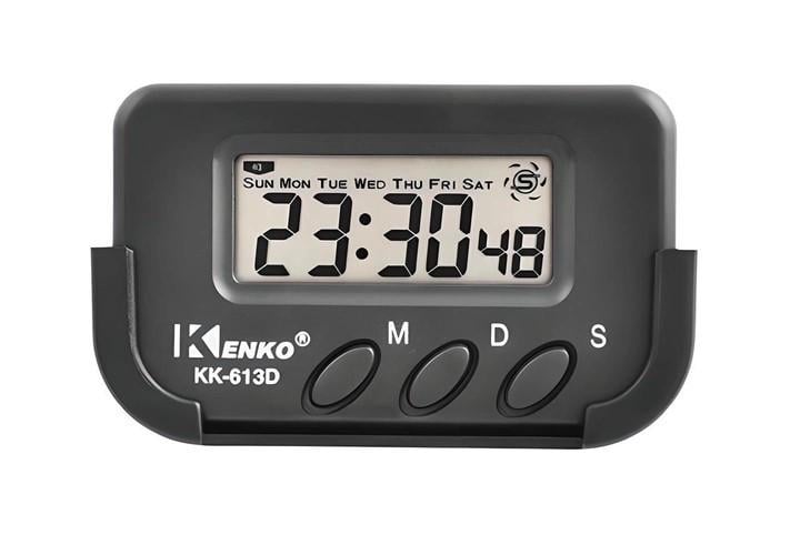 Часы автомобильные Kenko KK-613D с секундомером на липучке и подставке от батареек (1243)