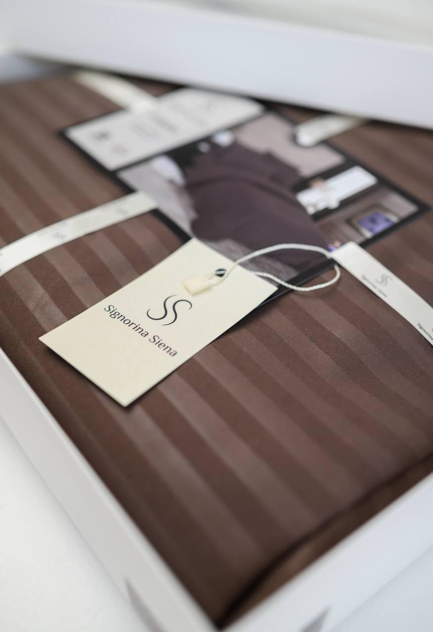 Комплект постільної білизни Signorina Siena зі страйп-сатину євро 50х70 см/70х70 см Шоколадний (0010E) - фото 2