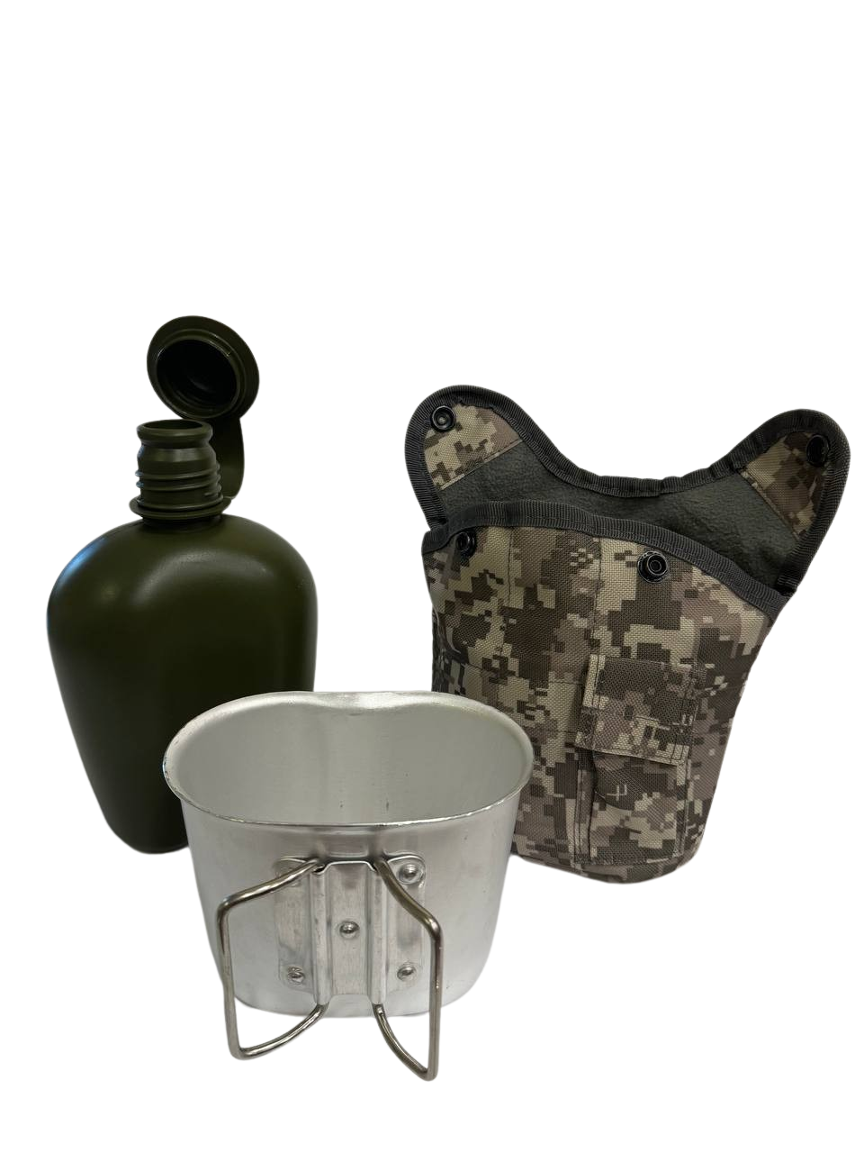 Фляга Solve армейская с утепленным чехлом и алюминиевой чашкой 1 л Серый пиксель (KT6004007)