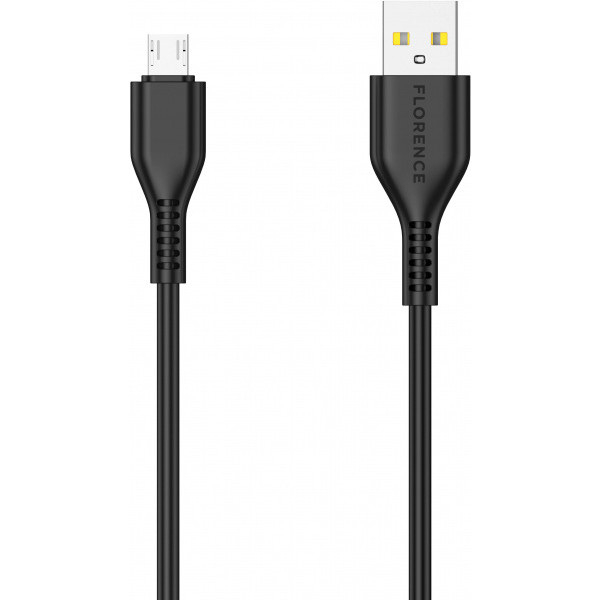 Кабель Florence Wizer microUSB 1 м 2.4A Black (FL-2111-KM)