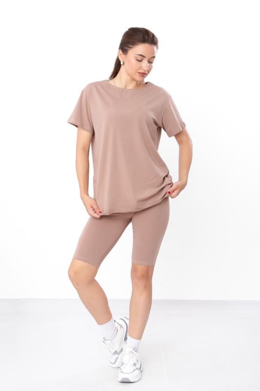 Комплект жіночий футболка і велосипедки Носи Своє р. 46 Капучино (8138-036)