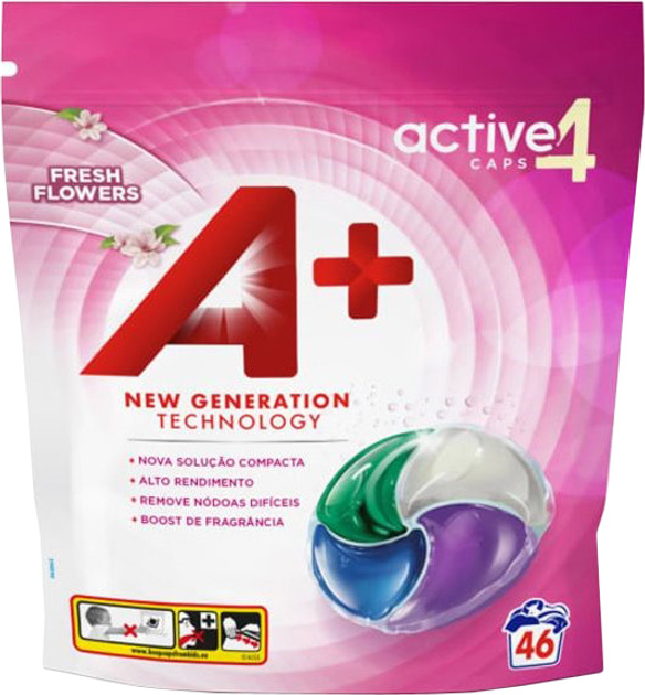 Капсулы А+ Fresh Flowers 4в1 Универсал бесфосфатный 46 шт.