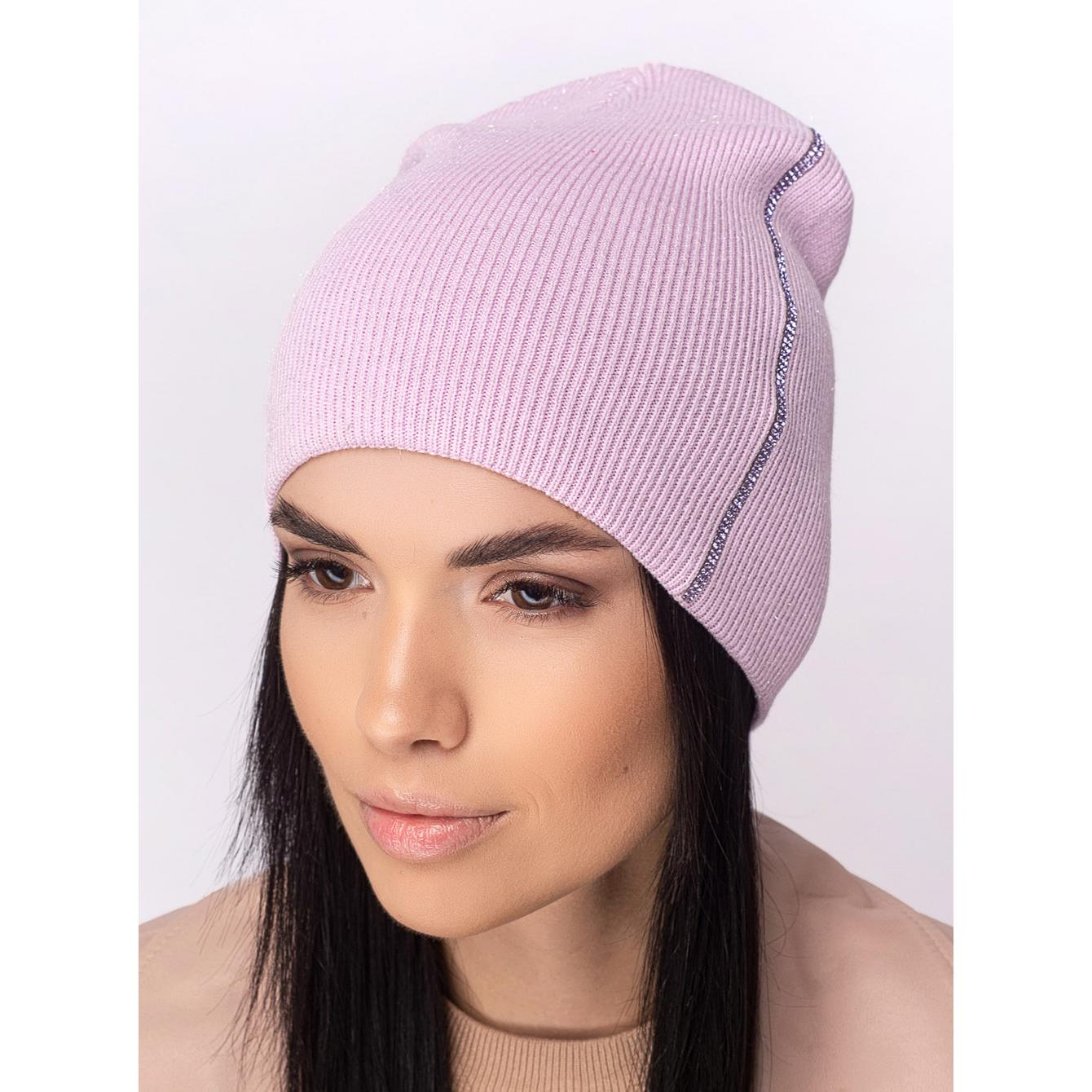 Шапка жіноча зі стразами Leks Дарина-люрекс One size Бузковий (142339)