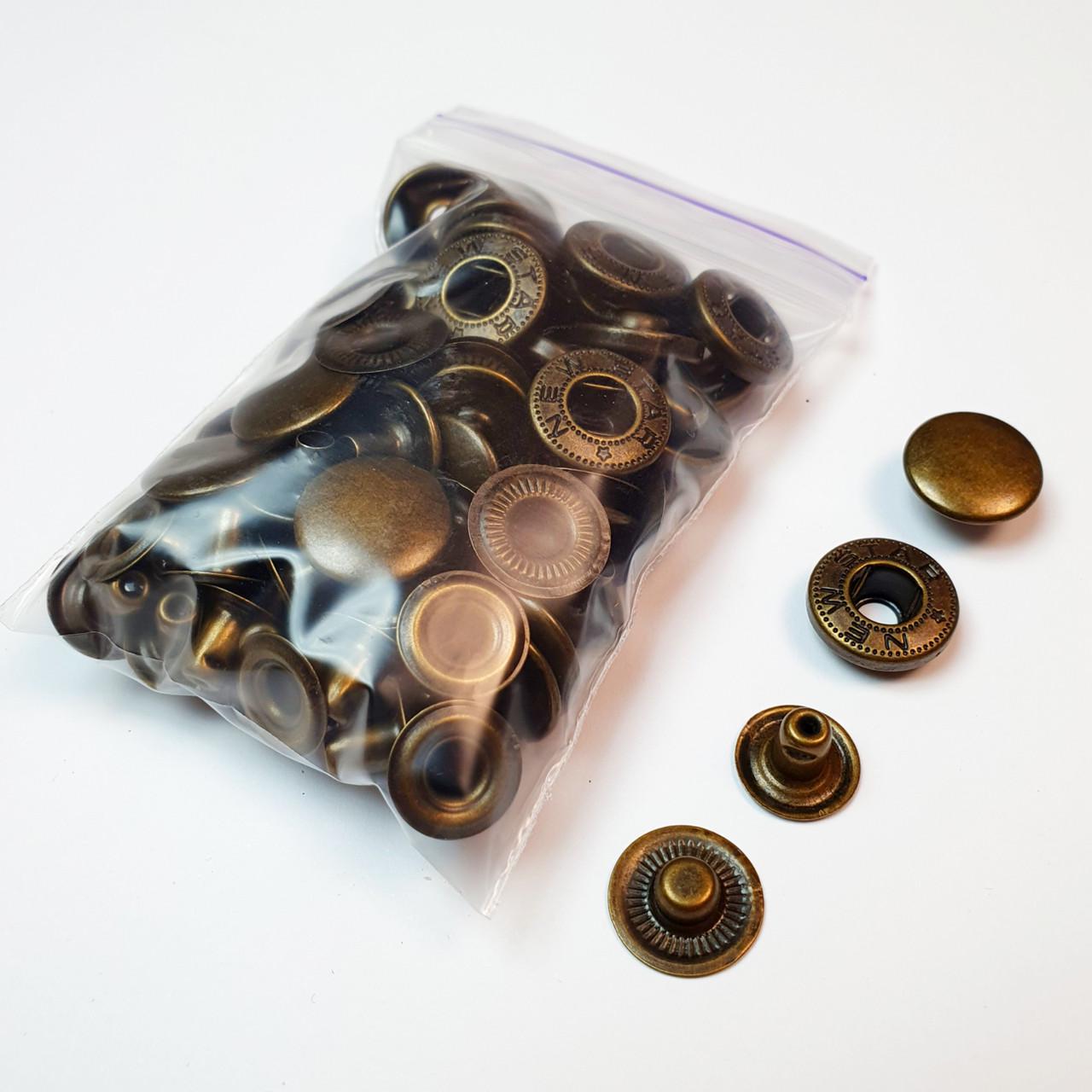 Кнопка металева Strong Alfa 15 мм 20 шт. Антик