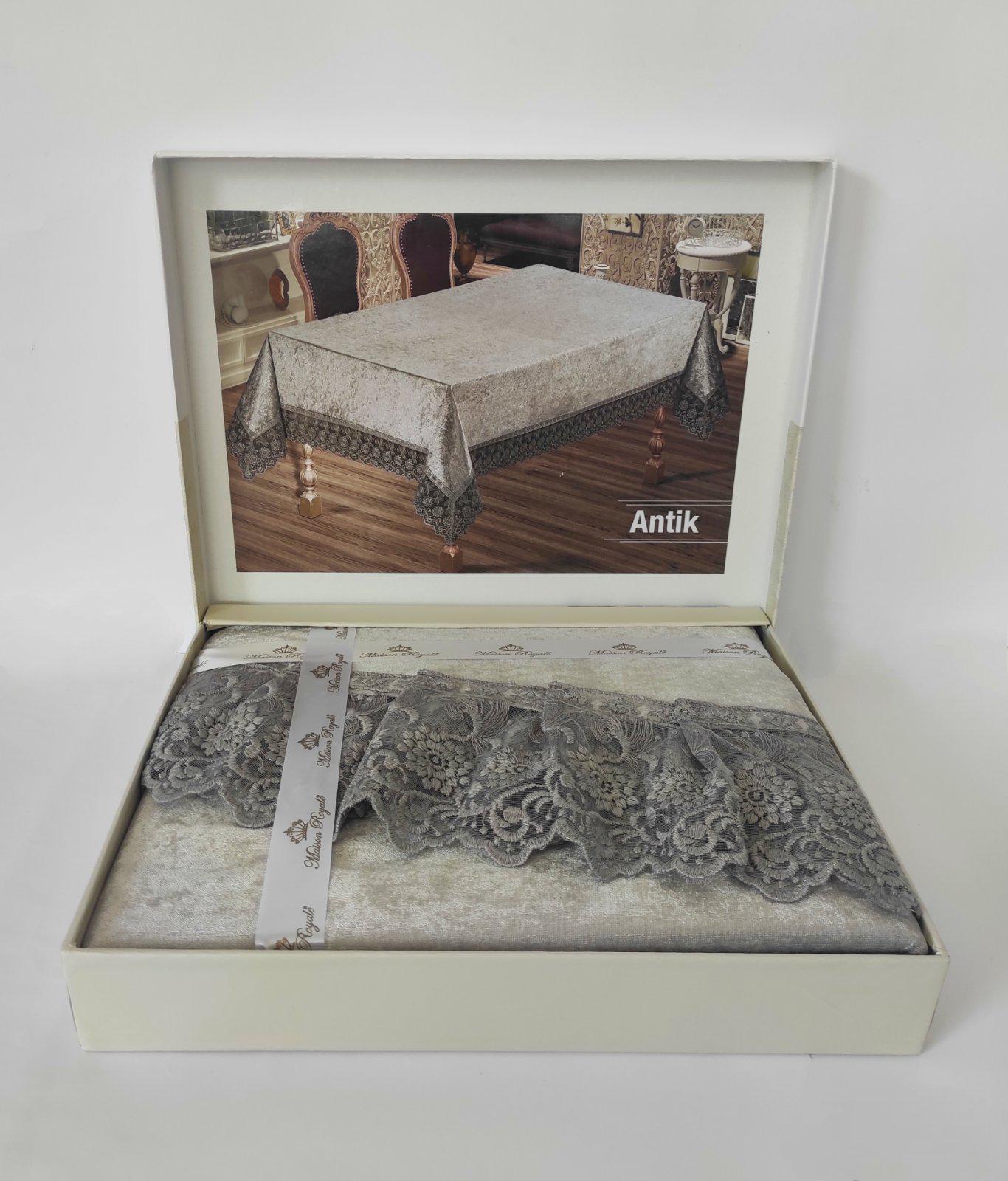 Скатерть велюровая Maison Royale 160x350 ovale Antik Grey (CN9270)
