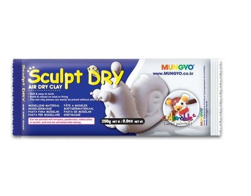 Полимерная самозастывающая глина Mungyo Sculpt Dry, 250 г., самозастывающая, Белая, (985503)