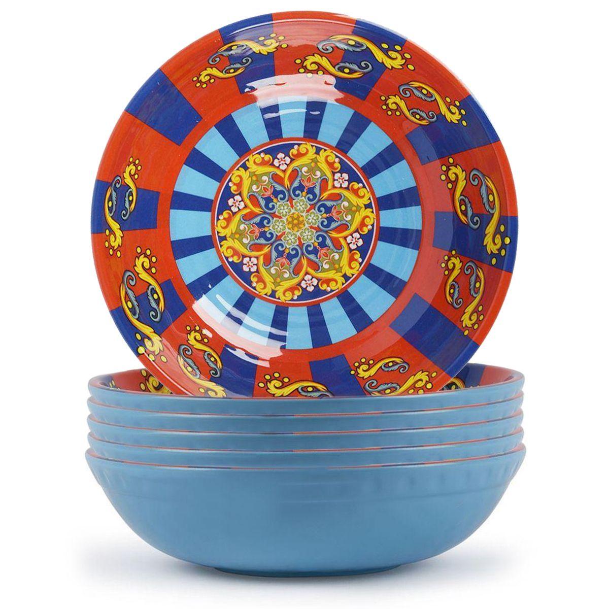 Набор тарелок для супа Mediterraneo Palais Royal с ярким рисунком меламиновых 20,5 см/6 шт. (37152-set)