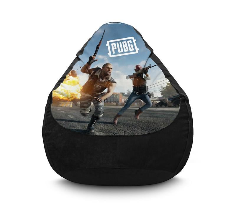 Крісло мішок iPuff PUBG Сhase Флок XXXL 100х135 см Чорний