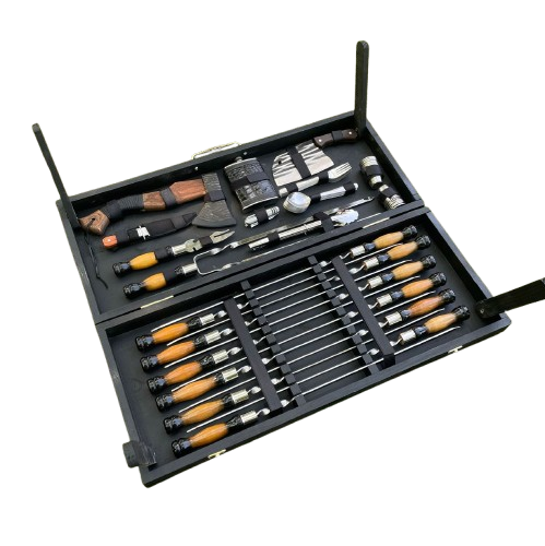 Набор шампуров Maksimys Pro №6 в кейсе столике на 12 персон