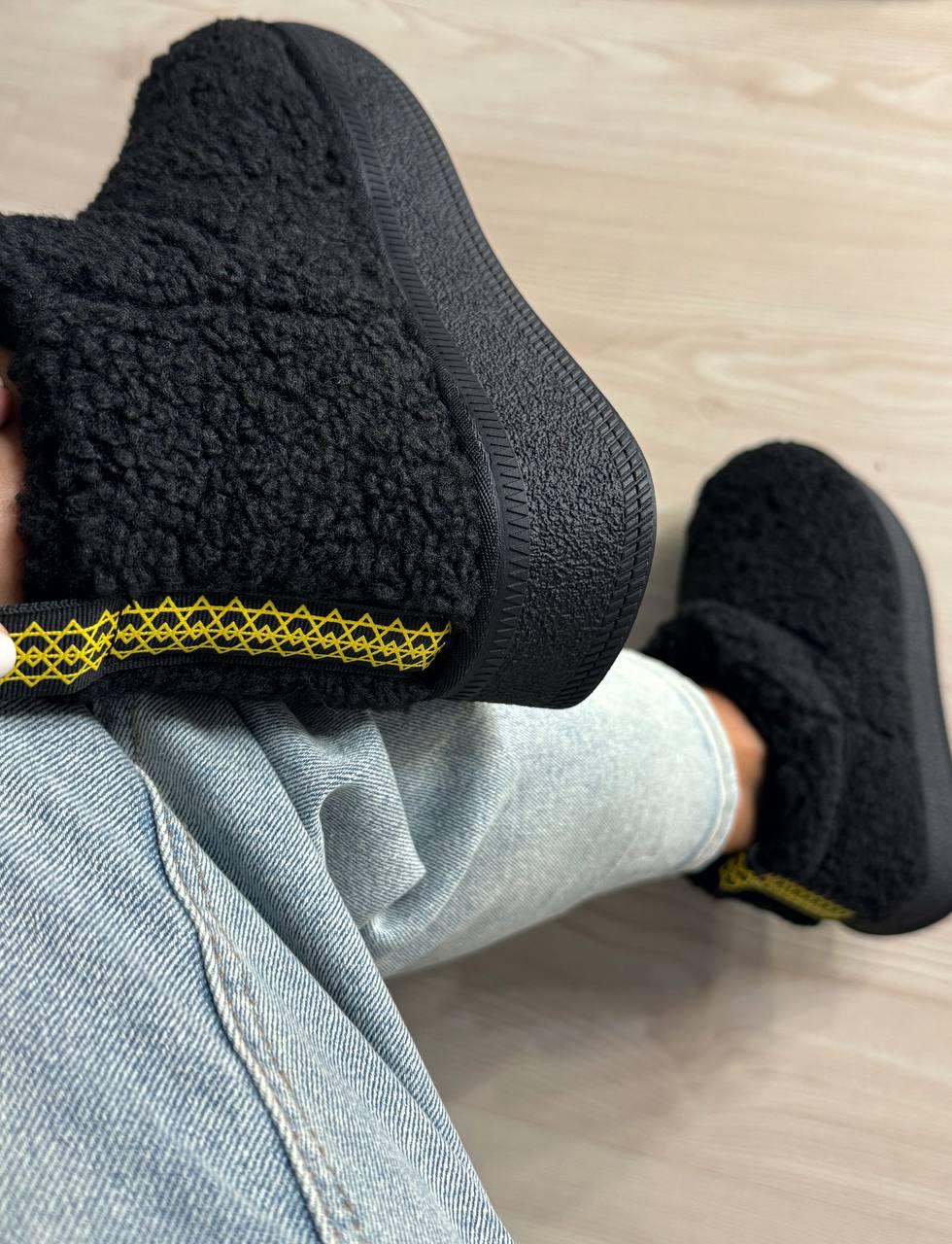 Угги женские Hengji 37-1 с мехом тедди на платформе р. 36 Черный (4970) - фото 5