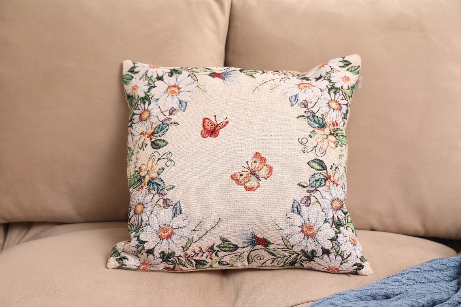 Подушка гобеленова Alicia Метелики та квіти 45х45 см (021823)