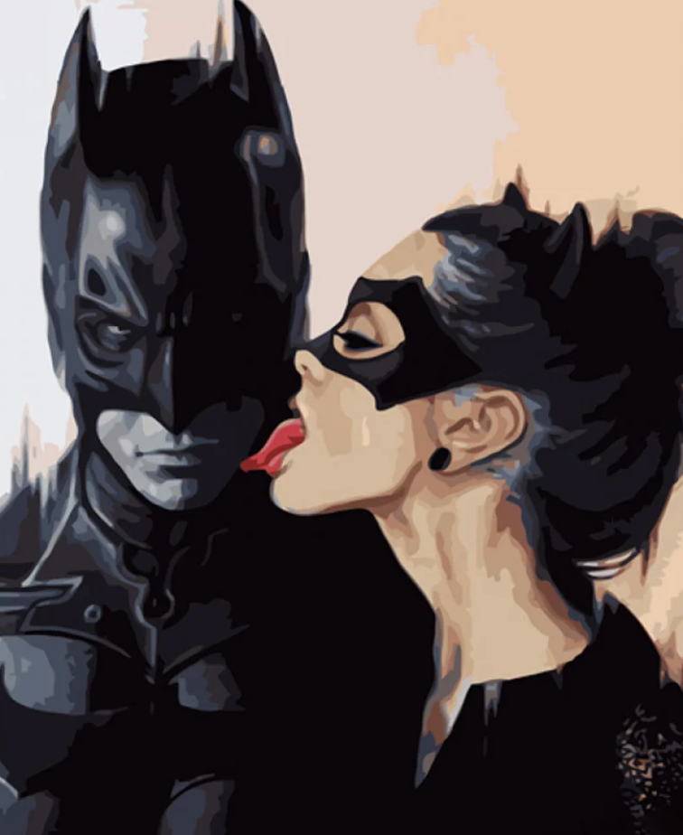 Картина по номерам Strateg Бэтмен с женщиной-кошкой 40x50 см (GS1142)